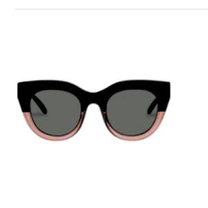 LE SPECS AIR HEART cat eye frame sunglasses in black/rose with charcoal lens.